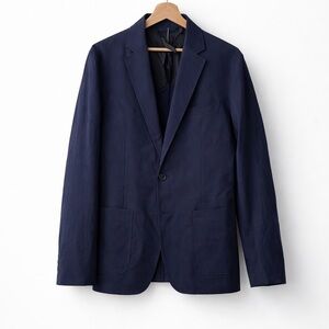 Club Monaco Navy Seersucker Blazer Size 40 Lightweight Cotton Summer Sport Coat